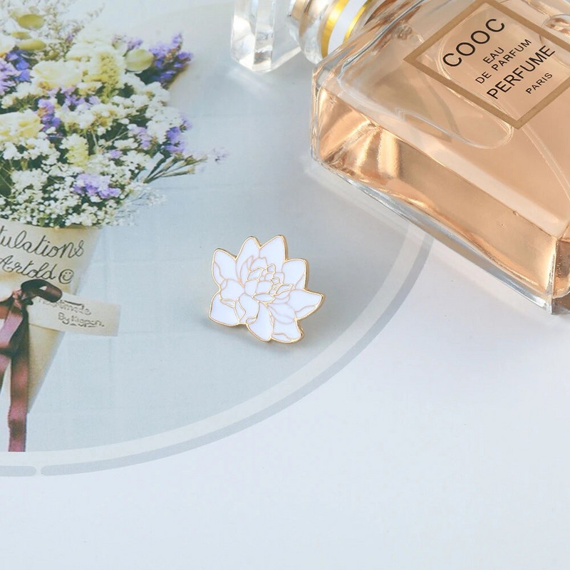 Buddhism White Lotus Flower Emeal Pin Floral Plant καρφίτσες Τζιν Παλτό Σακίδιο πλάτης Καρφίτσα πέτου Ανδρικά Γυναικεία Σήμα Ιαπωνικό Δώρο κοσμήματος