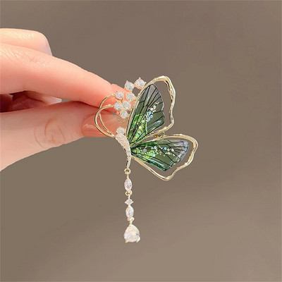 Prabangios krištolinės drugelio sagės perlų pakabukas atvartų segtukai, skirti mergaitei, stilingi segtukai megztiniams ženkliukai papuošalai aksesuarai
