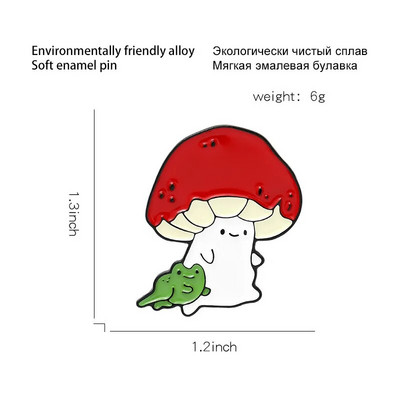 Modni botanički bedž Crtić Crvena gljiva Metalni emajl broš Kreativan trendi učenjak Šarm Ruksak na rever Nakit Poklon