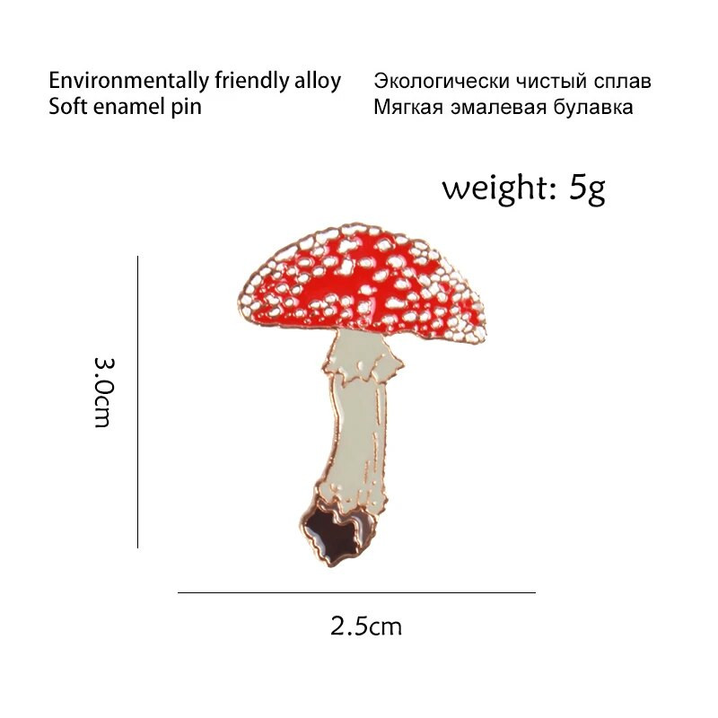 Modni botanički bedž Crtić Crvena gljiva Metalni emajl broš Kreativan trendi učenjak Šarm Ruksak na rever Nakit Poklon