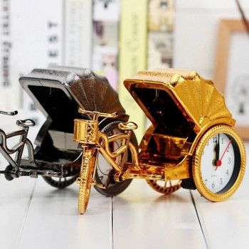 Класически ретро креативен будилник за декорация на работния плот във формата на рикша Студентски детски нощен часовник Сладък детски будилник