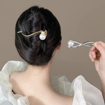 Корейски модни перлени щипки за коса с нокти за жени, момичета, елегантни метални геометрични щипки за коса, щипка за челюсти, опашка, аксесоари за коса