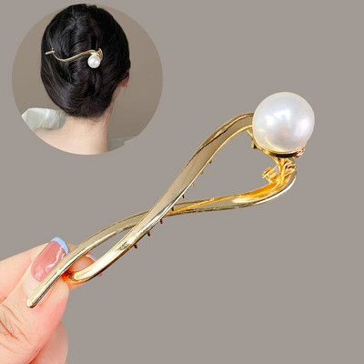 Korejske modne biserne kopče za kosu za žene Djevojke Elegantna metalna geometrijska ukosnica Ukosnica za čeljust Dodaci za kosu u repu