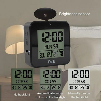 FanJu FJ3533 Ψηφιακό Ξυπνητήρι LED Διπλό ξυπνητήρι Επιτραπέζια ρολόγια θερμοκρασίας μετρητή υγρασίας με λειτουργία οπίσθιου φωτισμού DCF