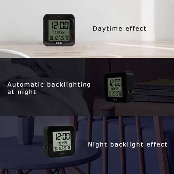 FanJu FJ3533 Ψηφιακό Ξυπνητήρι LED Διπλό ξυπνητήρι Επιτραπέζια ρολόγια θερμοκρασίας μετρητή υγρασίας με λειτουργία οπίσθιου φωτισμού DCF