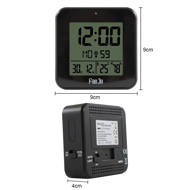 FanJu FJ3533 LED digitaalne äratuskell kahe häirega temperatuuri niiskusmõõturiga lauakellad taustvalgustuse DCF funktsiooniga