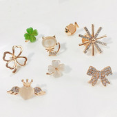 Opalno zelena broš s djetelinom s četiri lista Romantični nakit Dodaci Šarm Rhinestones Riba Mačka Krila Mašna Igla za rever Pokloni za djevojke