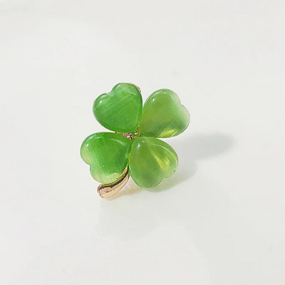 Opalno zelena broš s djetelinom s četiri lista Romantični nakit Dodaci Šarm Rhinestones Riba Mačka Krila Mašna Igla za rever Pokloni za djevojke