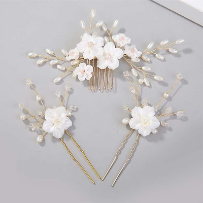 3 kom bijeli cvijet Ukosnica u obliku bisera Elegantne kopče za kosu Nakit za kosu Dodaci za žene Vjenčani ukrasi za glavu Ukosnice
