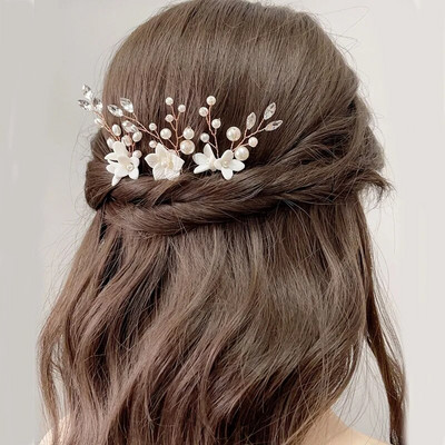 3 kom bijeli cvijet Ukosnica u obliku bisera Elegantne kopče za kosu Nakit za kosu Dodaci za žene Vjenčani ukrasi za glavu Ukosnice