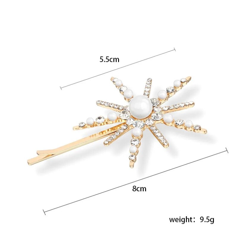 Fashion Star Kalnų krištolas perlų plaukų segtukas moterims Bride Bling Crystal Plaukų aksesuarai Barrettes Vestuviniai papuošalai