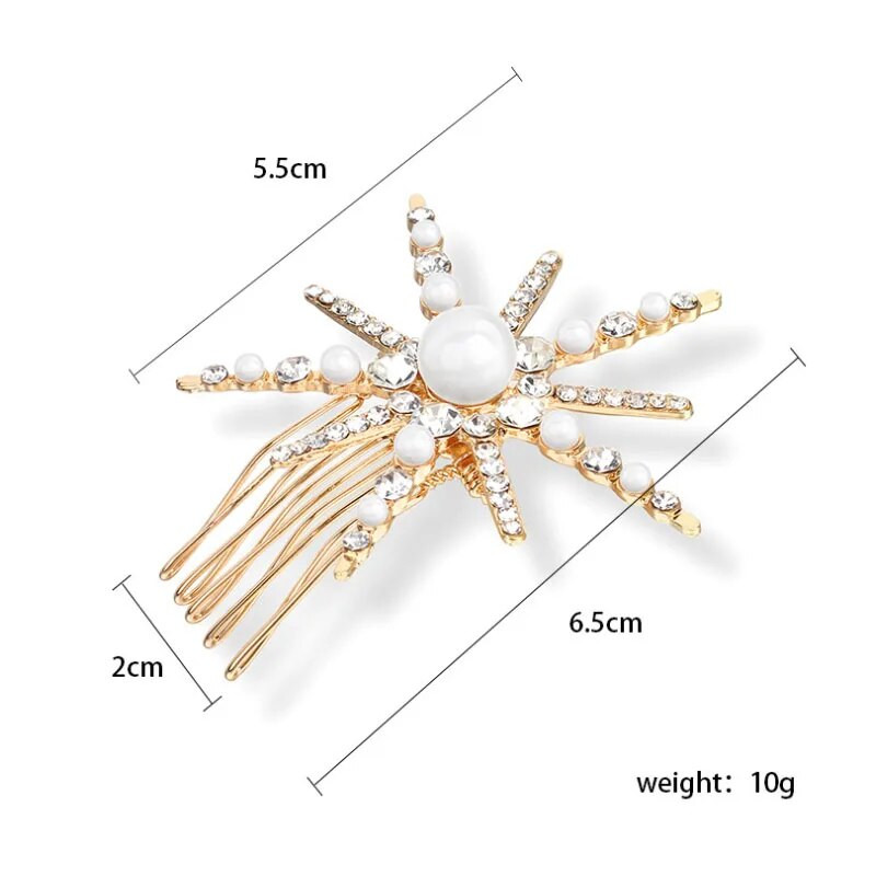 Fashion Star Kalnų krištolas perlų plaukų segtukas moterims Bride Bling Crystal Plaukų aksesuarai Barrettes Vestuviniai papuošalai