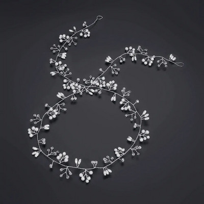 Γυναικεία μαργαριταρένια στρας Αξεσουάρ μαλλιών γάμου για γυναίκες Bride Tiara Headband Κοσμήματα για τα μαλλιά Ασημί χρώμα Δώρα για τα μαλλιά