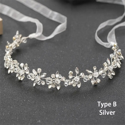 Γυναικεία μαργαριταρένια στρας Αξεσουάρ μαλλιών γάμου για γυναίκες Bride Tiara Headband Κοσμήματα για τα μαλλιά Ασημί χρώμα Δώρα για τα μαλλιά