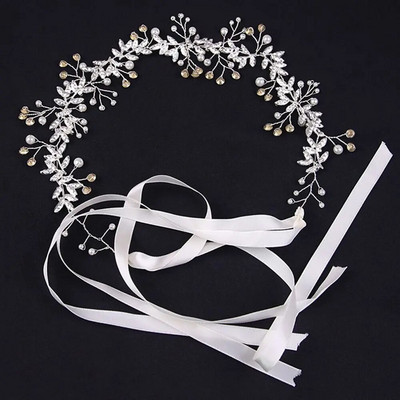 Γυναικεία μαργαριταρένια στρας Αξεσουάρ μαλλιών γάμου για γυναίκες Bride Tiara Headband Κοσμήματα για τα μαλλιά Ασημί χρώμα Δώρα για τα μαλλιά