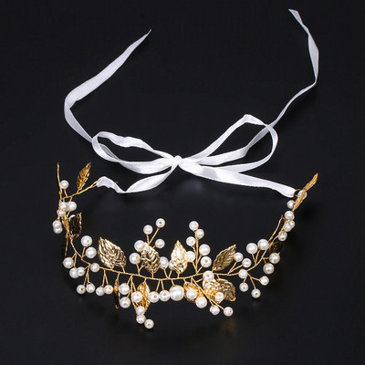 Γυναικεία μαργαριταρένια στρας Αξεσουάρ μαλλιών γάμου για γυναίκες Bride Tiara Headband Κοσμήματα για τα μαλλιά Ασημί χρώμα Δώρα για τα μαλλιά