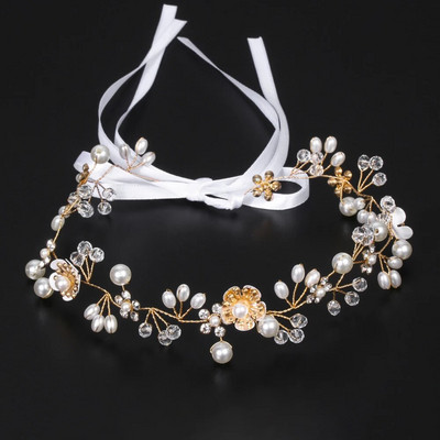 Γυναικεία μαργαριταρένια στρας Αξεσουάρ μαλλιών γάμου για γυναίκες Bride Tiara Headband Κοσμήματα για τα μαλλιά Ασημί χρώμα Δώρα για τα μαλλιά