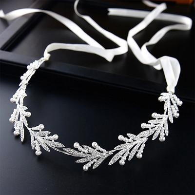 Γυναικεία μαργαριταρένια στρας Αξεσουάρ μαλλιών γάμου για γυναίκες Bride Tiara Headband Κοσμήματα για τα μαλλιά Ασημί χρώμα Δώρα για τα μαλλιά
