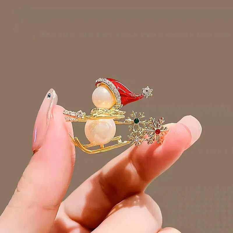 Täielik Rhinestone jõulude lumehelves pross naistele Unisex emailiga lumememme prossid Pin Festival uusaasta ehted kingitused