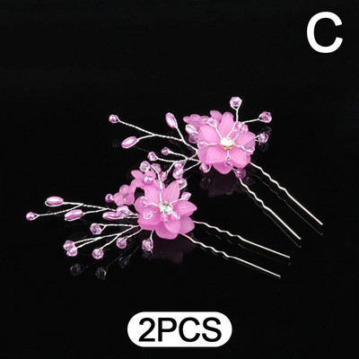 2 τμχ καρφίτσες μαλλιών Αξεσουάρ μαλλιών για γυναίκες Αξεσουάρ γάμου Κλιπ μαλλιών Κοσμήματα μαργαριτάρι Κρυστάλλινο λουλούδι Καρφίτσες για κλιπ μαλλιών