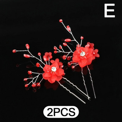 2 τμχ καρφίτσες μαλλιών Αξεσουάρ μαλλιών για γυναίκες Αξεσουάρ γάμου Κλιπ μαλλιών Κοσμήματα μαργαριτάρι Κρυστάλλινο λουλούδι Καρφίτσες για κλιπ μαλλιών