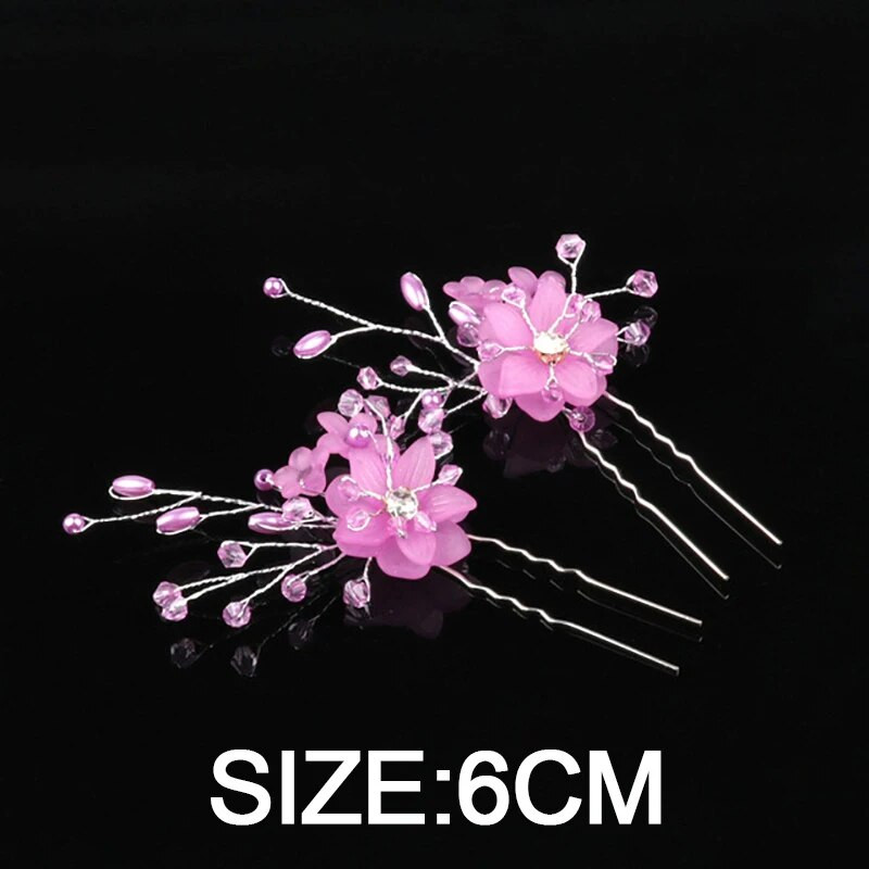 2 τμχ καρφίτσες μαλλιών Αξεσουάρ μαλλιών για γυναίκες Αξεσουάρ γάμου Κλιπ μαλλιών Κοσμήματα μαργαριτάρι Κρυστάλλινο λουλούδι Καρφίτσες για κλιπ μαλλιών