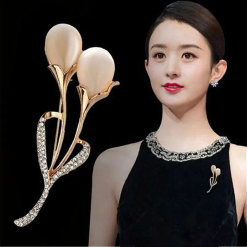 Broševi s cvijetom ruže, broš od opalnog kamena, vještački dijamant za žene Igle za odijelo Modna odjeća Vjenčani nakit Accesorios Mujer Pokloni