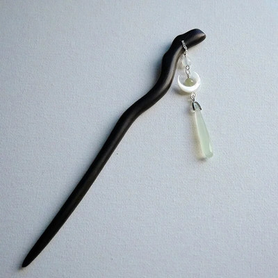 Κινεζικό στιλ Hanfu Moon Tassel Sticks Μαύρο σανταλόξυλο φουρκέτα αρχαίου στιλ Εξαιρετικό στυλ κεφαλής Γυναικεία αξεσουάρ μαλλιών