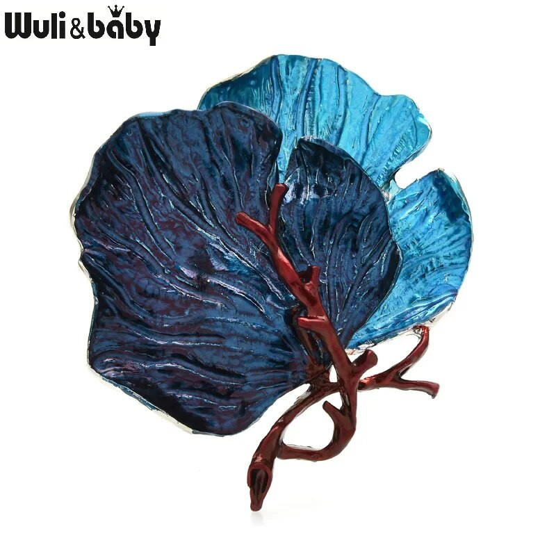Wuli&baby Big Leaves Καρφίτσες για Γυναικείες Σμάλτο Τρίχρωμες Καρφίτσες Γραφείου για πάρτι Δώρα