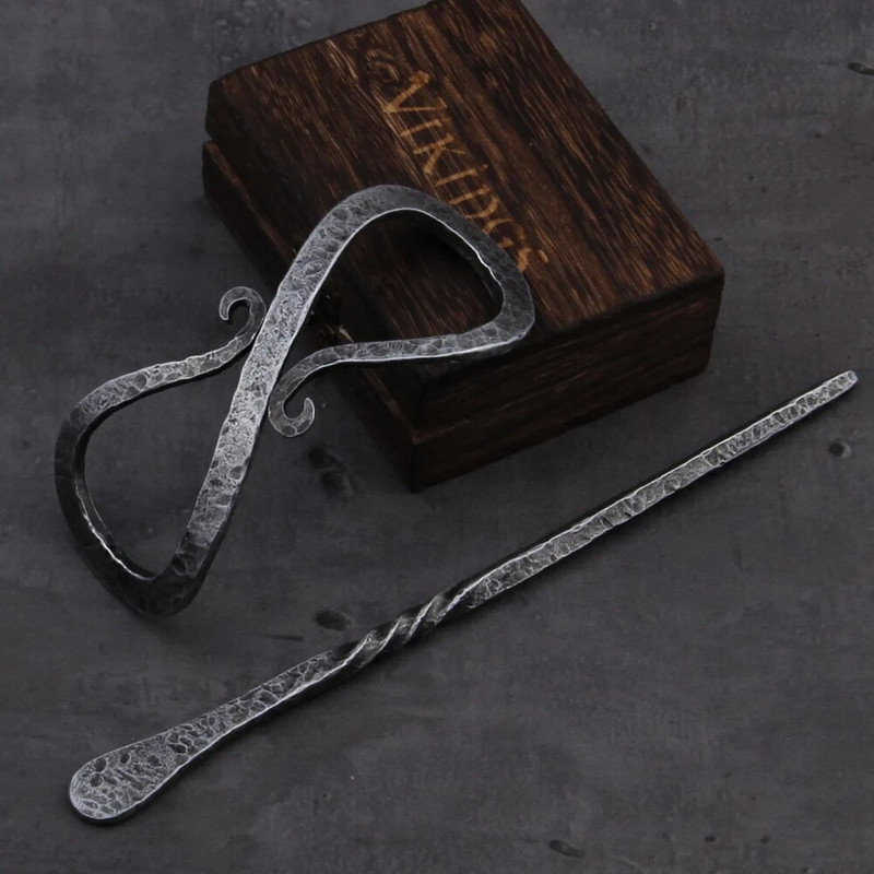 Vikingų plaukų segtukai Papuošalai Dideli keltų mazgai Vintažinio stiliaus pilka spalva Šiaurės šalių mitologija Plaukų segtukai Vestuviniai plaukų aksesuarai