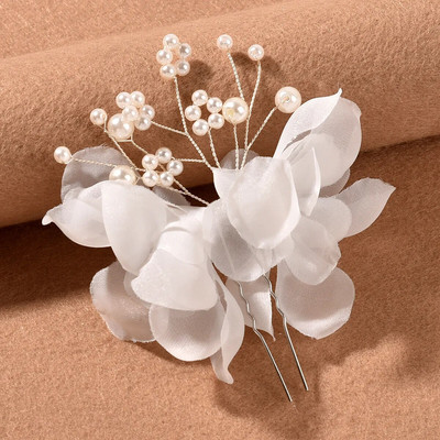 Ukosnice za vjenčanje u obliku slova U Ukras za glavu za mladenke Mrežasti cvijet Ukosnice za kosu Biser Ženski dodaci za kosu za vjenčanje Nakit za pokrivala za kosu za mladenke