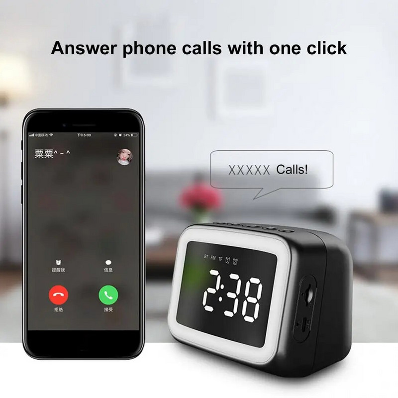 60% kuum müük!! BT511 juhtmevaba Bluetoothiga ühilduv 5.0 kõlariga muusikapleier laua äratuskell meigipeegel