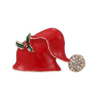 Jõulupuu prossid naistele Mehed Naine Rhinestone Jõulud emailiga punane müts ja kindad nööpnõelad Moeehted Talvemantel Müts Prossid