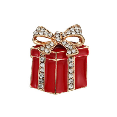 Jõulupuu prossid naistele Mehed Naine Rhinestone Jõulud emailiga punane müts ja kindad nööpnõelad Moeehted Talvemantel Müts Prossid