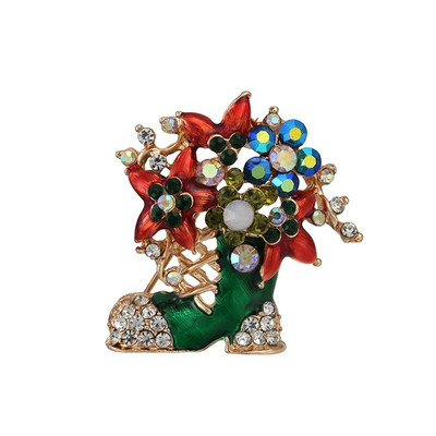 Jõulupuu prossid naistele Mehed Naine Rhinestone Jõulud emailiga punane müts ja kindad nööpnõelad Moeehted Talvemantel Müts Prossid