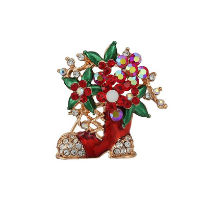 Jõulupuu prossid naistele Mehed Naine Rhinestone Jõulud emailiga punane müts ja kindad nööpnõelad Moeehted Talvemantel Müts Prossid