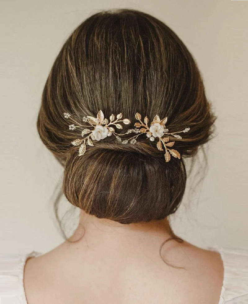 2 komada biserne ukosnice u obliku slova U, kopče za kosu, zlatne igle sa strane, modne kristalne tijare za djevojke, vjenčanice, nakit za kosu, vjenčani dar