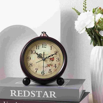 Будилник с метален декор Винтидж стил Настолен часовник Настолен часовник Декоративен тих нетиктакащ часовник