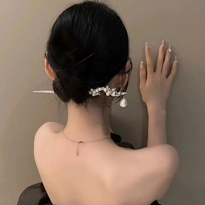 Vintage Rose Hair Sticks Plaukų drabužiai moterims Paprasta Gėlė Juoda Raudona Plaukų segtukai Plaukų lazdelės Diskinės plaukų lazdelės Galvos apdangalai Papuošalai