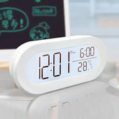 LCD digitaalne taustvalgustusega äratuskell, elektrooniline õpilaste kell, kodused äratuskellad, valge lauakell