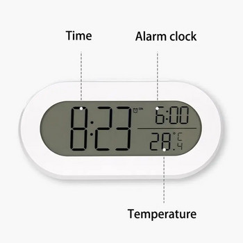 LCD цифров будилник с подсветка, електронен часовник за студенти, часовници за домашно събуждане, бял настолен часовник