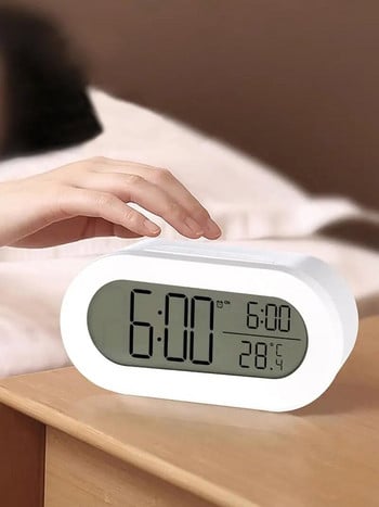 Ψηφιακό ξυπνητήρι LCD με οπίσθιο φωτισμό, Ηλεκτρονικό ρολόι για μαθητές, ρολόγια αφύπνισης για το σπίτι, λευκό ρολόι γραφείου