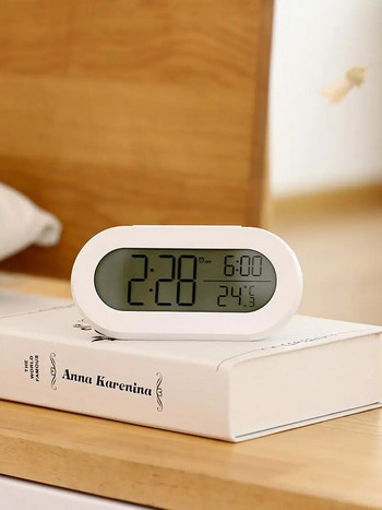 Ψηφιακό ξυπνητήρι LCD με οπίσθιο φωτισμό, Ηλεκτρονικό ρολόι για μαθητές, ρολόγια αφύπνισης για το σπίτι, λευκό ρολόι γραφείου