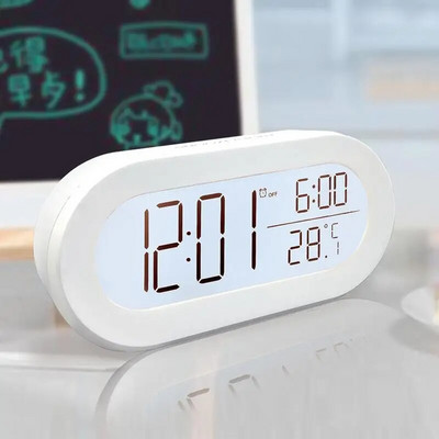 LCD digitaalne taustvalgustusega äratuskell, elektrooniline õpilaste kell, kodused äratuskellad, valge lauakell