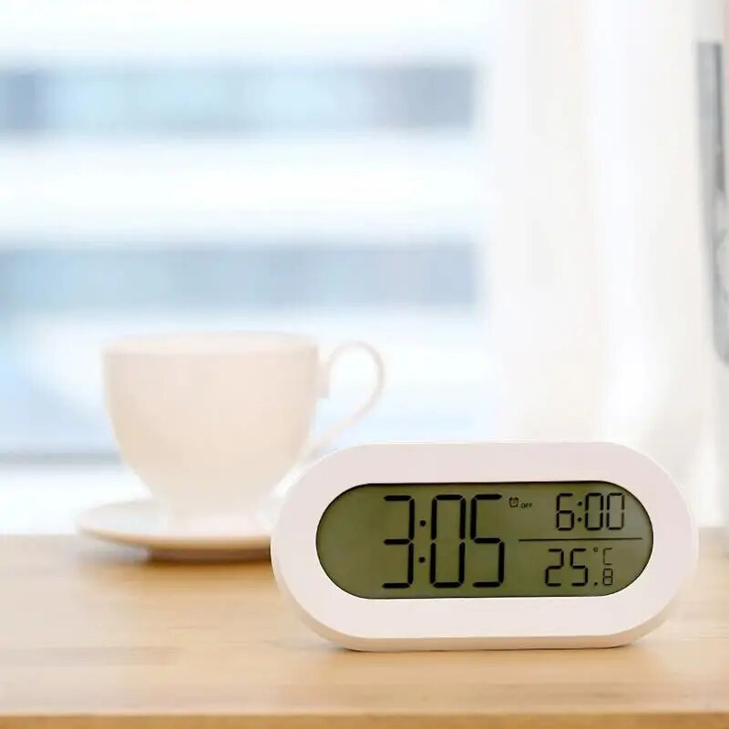 LCD digitaalne taustvalgustusega äratuskell, elektrooniline õpilaste kell, kodused äratuskellad, valge lauakell