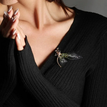 2023 Vintage γυναικείες κρυστάλλινες καρφίτσες Καρφίτσα Dragonfly Badge Ζιργκόν Κομψές καρφίτσες γιακά με κασκόλ Δώρο κοσμήματα για πάρτι γάμου