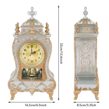 Европейски настолен античен ретро будилник 12 музикални часовници Декорация на всекидневна Настолен часовник Без звук Sweep Хронометър Домашен часовник