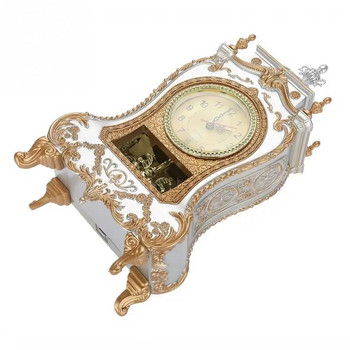 Европейски настолен античен ретро будилник 12 музикални часовници Декорация на всекидневна Настолен часовник Без звук Sweep Хронометър Домашен часовник
