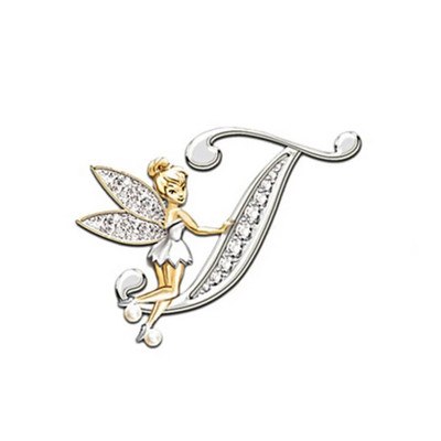 Nauja metalinė prabangi angelo raidė sagė moterims vyriškų krištolų krištoliniai angliškai abėcėlės smeigtukai Mieli papuošalai priedai Kalėdų dovana