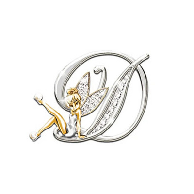 Nauja metalinė prabangi angelo raidė sagė moterims vyriškų krištolų krištoliniai angliškai abėcėlės smeigtukai Mieli papuošalai priedai Kalėdų dovana